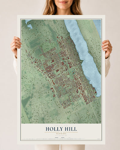 Holly Hill, Florida map print, 24" x 36" Archival Matte Print mockup