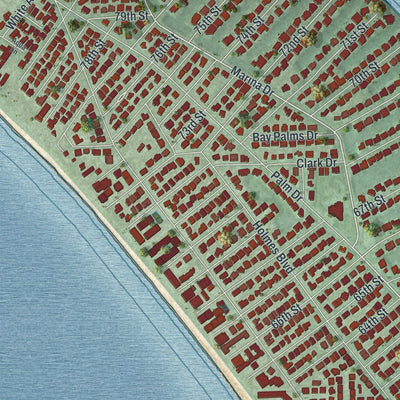 Close-up 1 of the Holmes Beach, Florida map artwork
