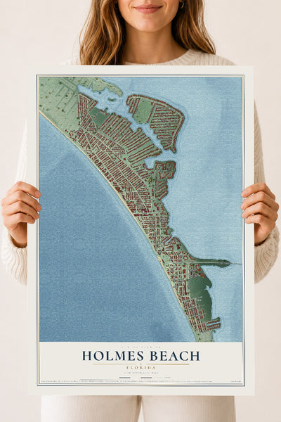 Holmes Beach, Florida map print, 18" x 24" Archival Matte Print mockup