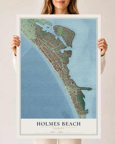 Holmes Beach, Florida map print, 24" x 36" Archival Matte Print mockup