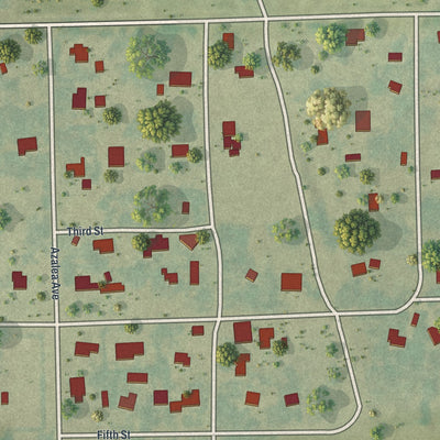 Close-up of the map of Homeland, Florida print showing street and building detail