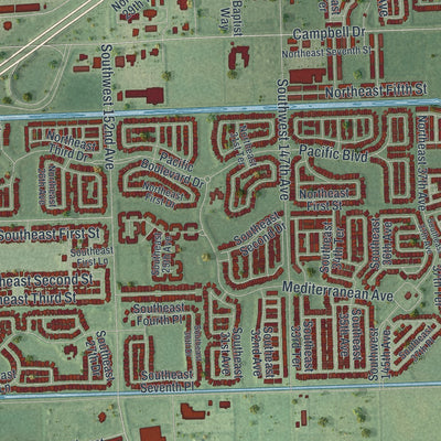 Close-up 2 of the Homestead, Florida map artwork