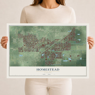 Homestead, Florida map print, 12" x 18" Archival Matte Print mockup