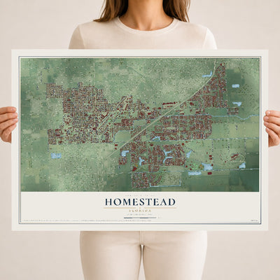 Homestead, Florida map print, 18" x 24" Archival Matte Print mockup