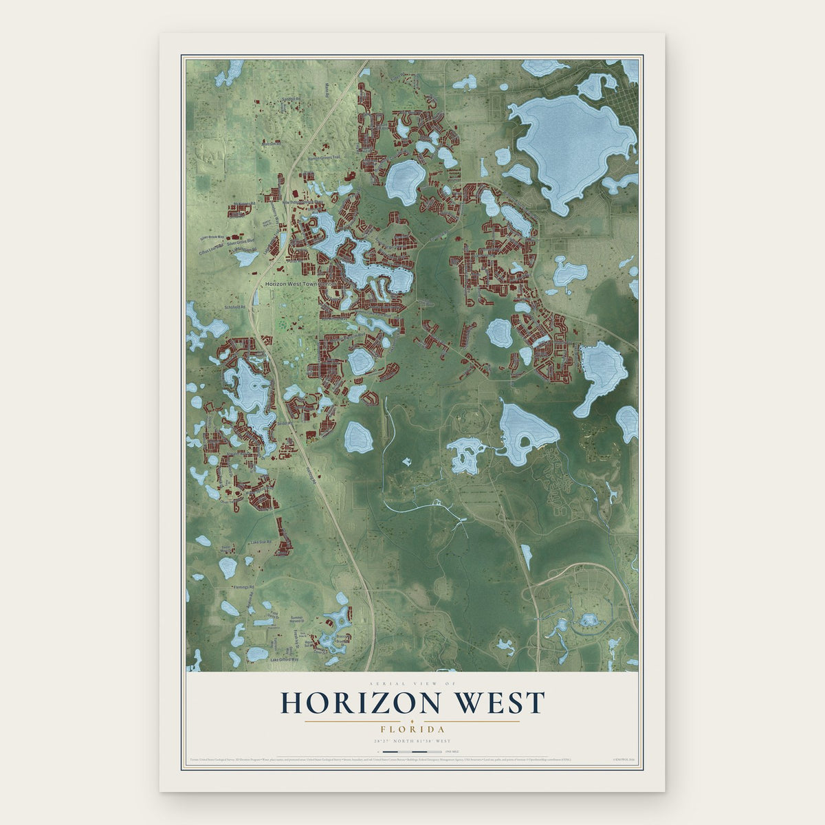 Horizon West, Florida map print, the full design