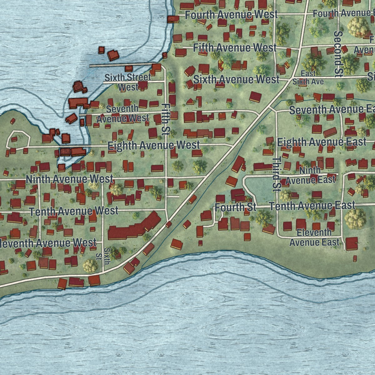 Close-up 1 of the Horseshoe Beach, Florida map artwork
