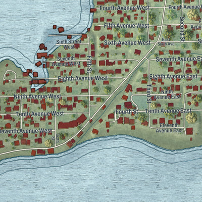 Close-up 1 of the Horseshoe Beach, Florida map artwork