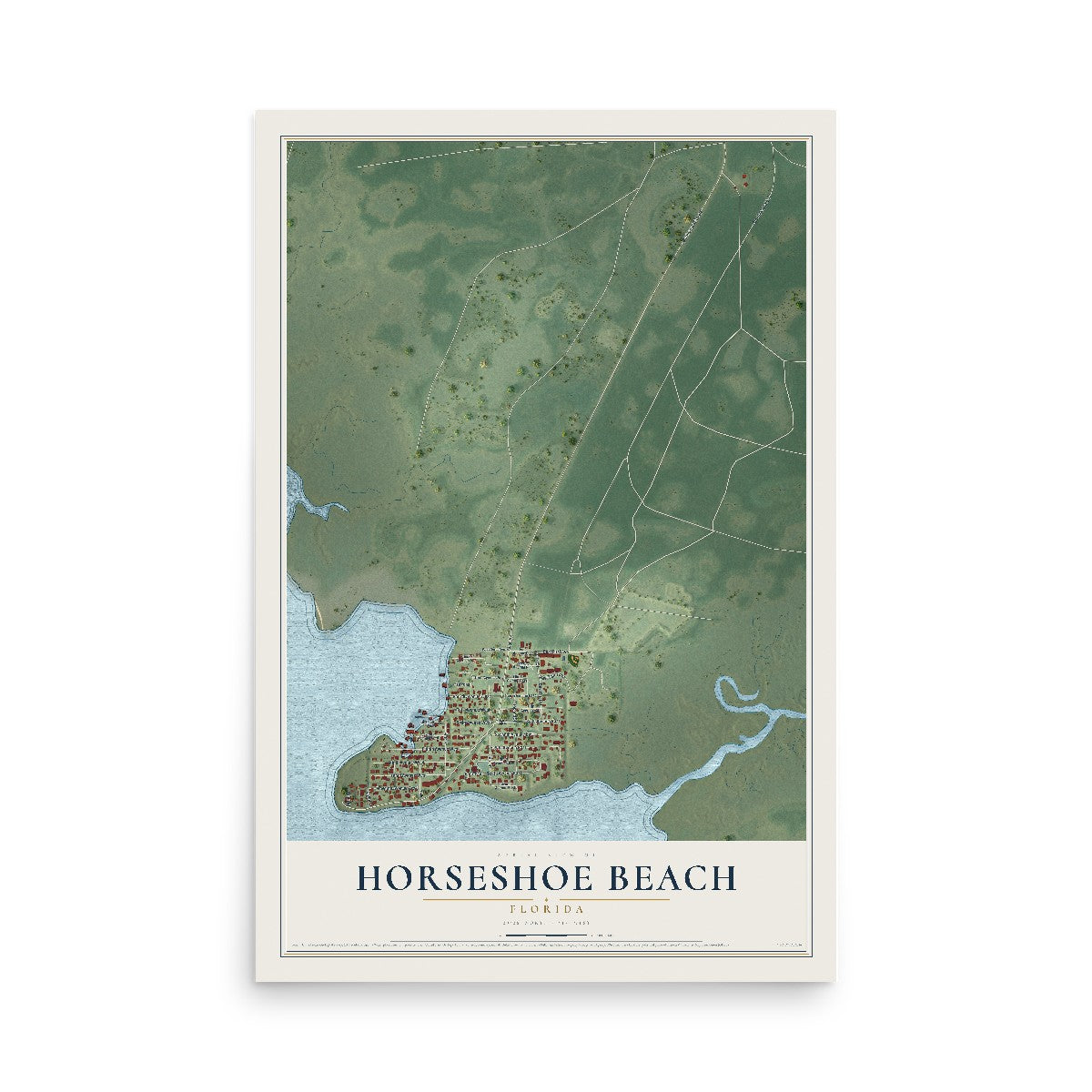 Horseshoe Beach, Florida map print, 12" x 18" Archival Matte Print mockup