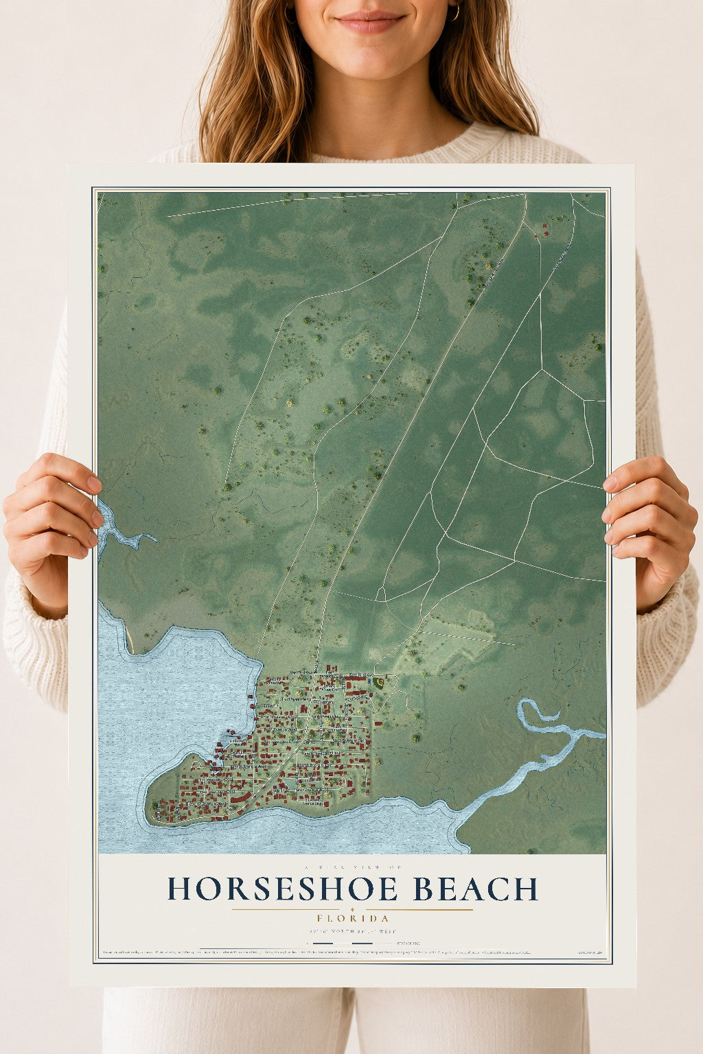 Horseshoe Beach, Florida map print, 18" x 24" Archival Matte Print mockup