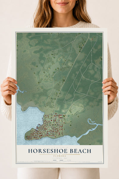 Horseshoe Beach, Florida map print, 18" x 24" Archival Matte Print mockup