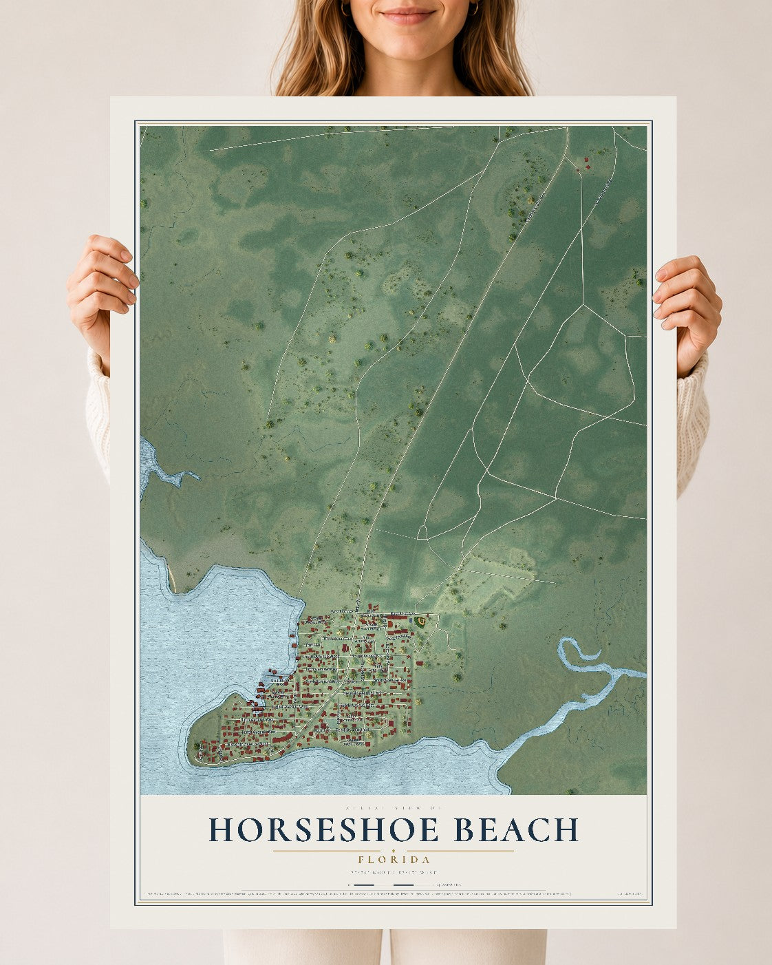 Horseshoe Beach, Florida map print, 24" x 36" Archival Matte Print mockup