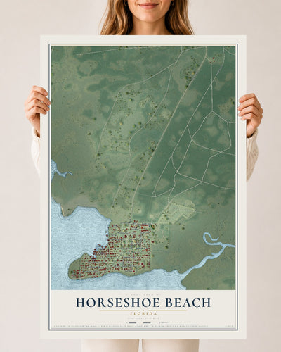 Horseshoe Beach, Florida map print, 24" x 36" Archival Matte Print mockup