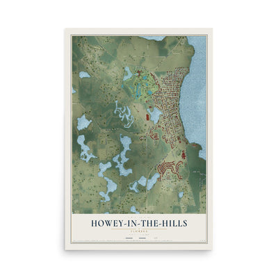 Howey-in-the-Hills, Florida map print, 12" x 18" Archival Matte Print mockup