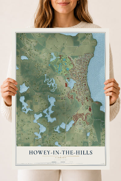 Howey-in-the-Hills, Florida map print, 18" x 24" Archival Matte Print mockup