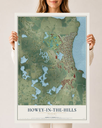 Howey-in-the-Hills, Florida map print, 24" x 36" Archival Matte Print mockup
