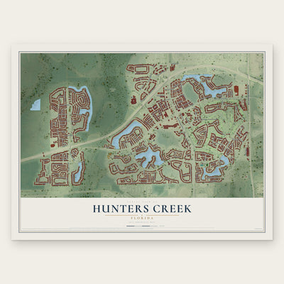 Hunters Creek, Florida map print, the full design
