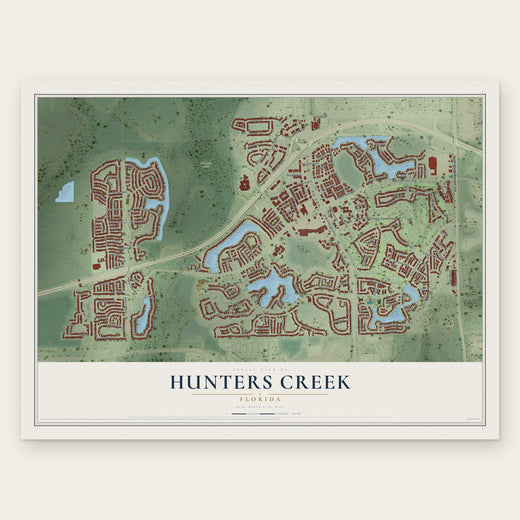 Hunters Creek, Florida map print, the full design