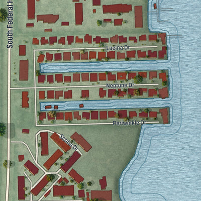 Close-up 1 of the Hypoluxo, Florida map artwork