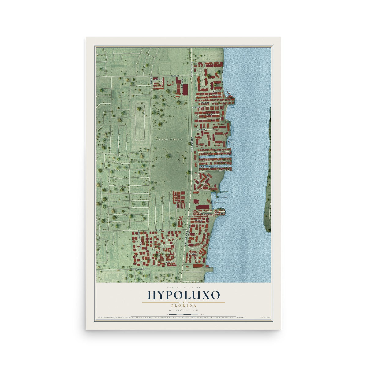 Hypoluxo, Florida map print, 12" x 18" Archival Matte Print mockup
