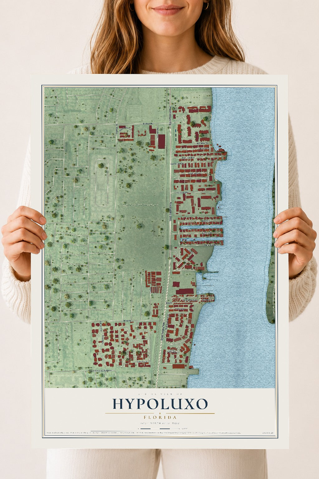 Hypoluxo, Florida map print, 18" x 24" Archival Matte Print mockup