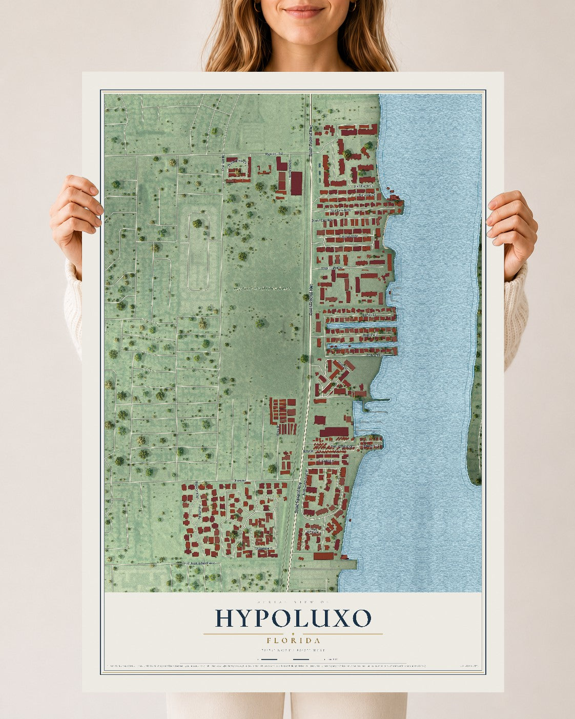 Hypoluxo, Florida map print, 24" x 36" Archival Matte Print mockup