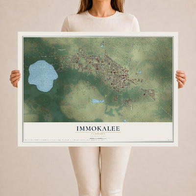 Immokalee, Florida map print, 24" x 36" Archival Matte Print mockup