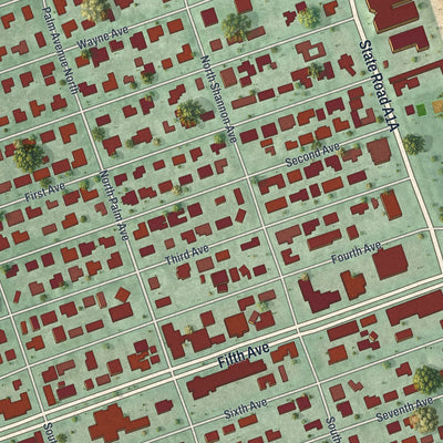 Close-up 1 of the Indialantic, Florida map artwork