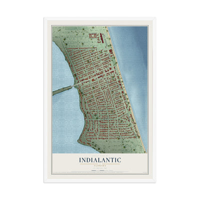 Indialantic, Florida map print, 12" x 18" W/ White Ayous Wood Frame mockup