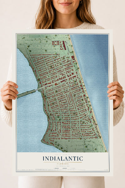Indialantic, Florida map print, 18" x 24" Archival Matte Print mockup