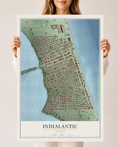 Indialantic, Florida map print, 24" x 36" Archival Matte Print mockup
