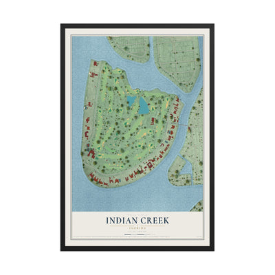 Indian Creek, Florida map print, 12" x 18" W/ Black Ayous Wood Frame mockup