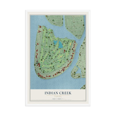 Indian Creek, Florida map print, 12" x 18" W/ White Ayous Wood Frame mockup