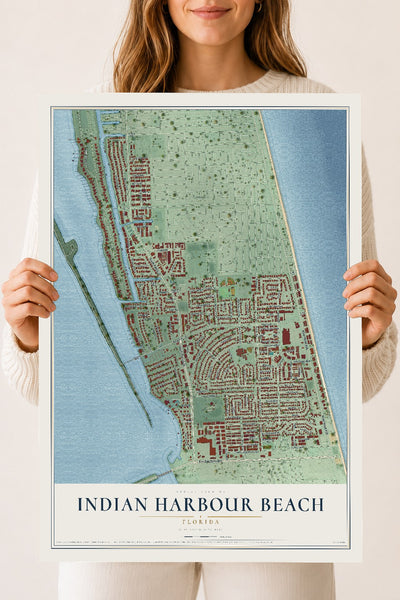 Indian Harbour Beach, Florida map print, 18" x 24" Archival Matte Print mockup