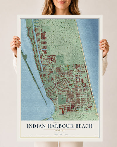 Indian Harbour Beach, Florida map print, 24" x 36" Archival Matte Print mockup