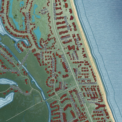 Close-up 2 of the Indian River Shores, Florida map artwork