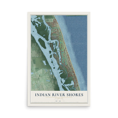 Indian River Shores, Florida map print, 12" x 18" Archival Matte Print mockup