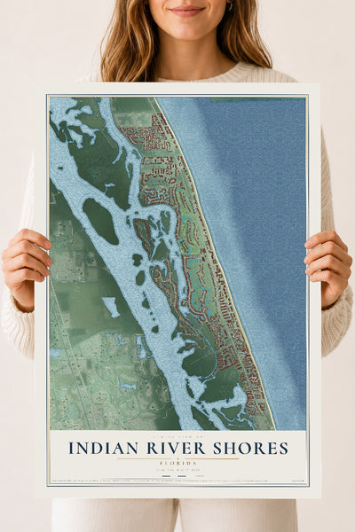 Indian River Shores, Florida map print, 18" x 24" Archival Matte Print mockup