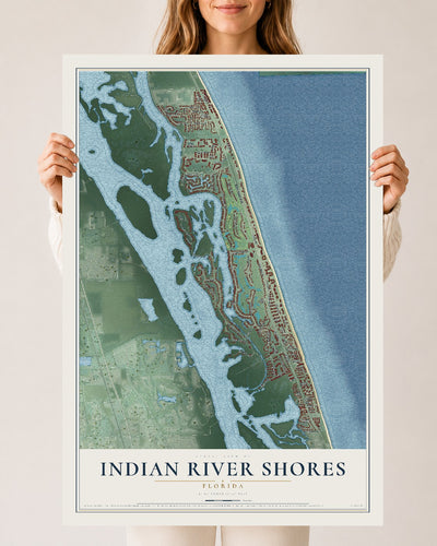 Indian River Shores, Florida map print, 24" x 36" Archival Matte Print mockup