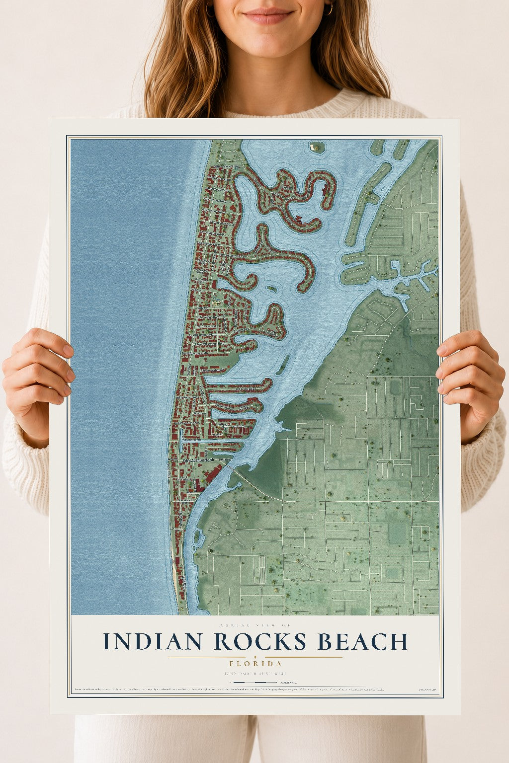 Indian Rocks Beach, Florida map print, 18" x 24" Archival Matte Print mockup