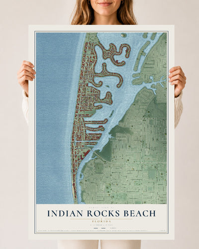 Indian Rocks Beach, Florida map print, 24" x 36" Archival Matte Print mockup