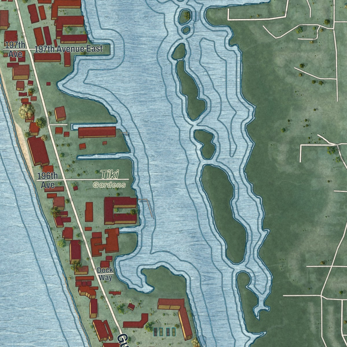 Close-up 1 of the Indian Shores, Florida map artwork