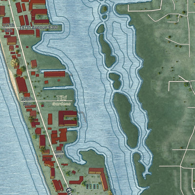 Close-up 1 of the Indian Shores, Florida map artwork