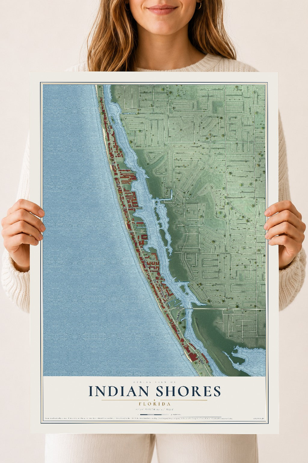 Indian Shores, Florida map print, 18" x 24" Archival Matte Print mockup