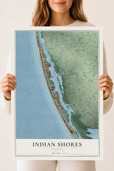 Indian Shores, Florida map print, 18" x 24" Archival Matte Print mockup