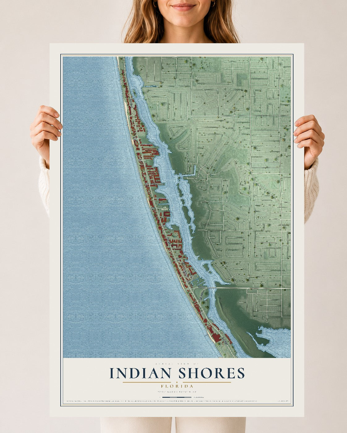 Indian Shores, Florida map print, 24" x 36" Archival Matte Print mockup