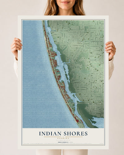 Indian Shores, Florida map print, 24" x 36" Archival Matte Print mockup