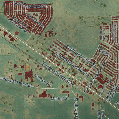 Close-up 1 of the Indiantown, Florida map artwork