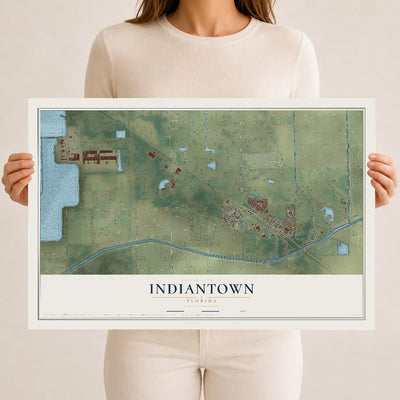 Indiantown, Florida map print, 12" x 18" Archival Matte Print mockup