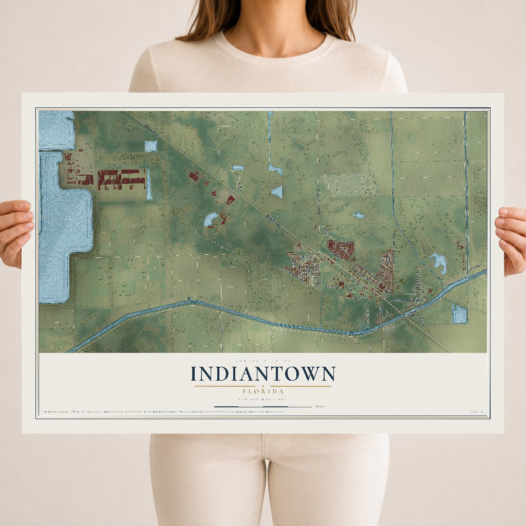 Indiantown, Florida map print, 18" x 24" Archival Matte Print mockup