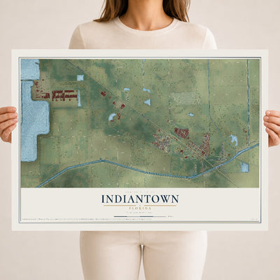 Indiantown, Florida map print, 18" x 24" Archival Matte Print mockup